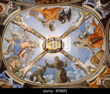 Il soffitto della Cappella di Eleonora di Toledo. Data/Periodo: 1540 - 1545. La pittura. Affresco. Altezza: 370 mm (14.56 in); larghezza: 480 mm (18.89 in). Autore: Bronzino. Agnolo Bronzino. Foto Stock