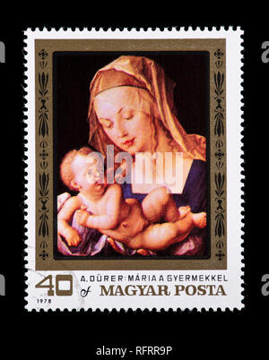Francobollo da Ungheria raffigurante il Durer pittura Madonna e Bambino Foto Stock