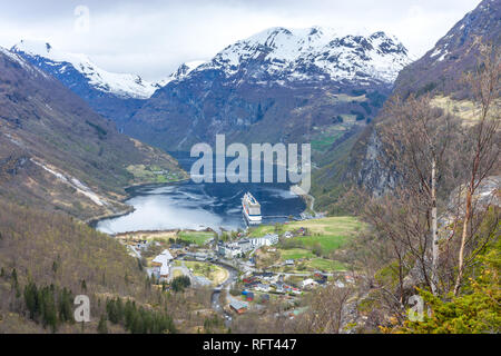 In nave da crociera Geirangerfjord, Norvegia Foto Stock