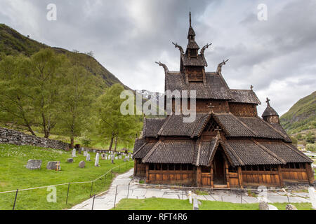 Borgund doga chiesa, Laerdal, Sogn og Fjordane, Norvegia Foto Stock