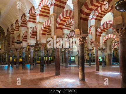 Decorate archi e colonne in stile moresco, Mezquita-Catedral (Grande Moschea di Cordova), Cordoba, Sito Patrimonio Mondiale dell'UNESCO, Andalusia, Spagna Foto Stock