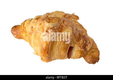 Croissant con formaggio e prosciutto isolato su bianco con il percorso Foto Stock