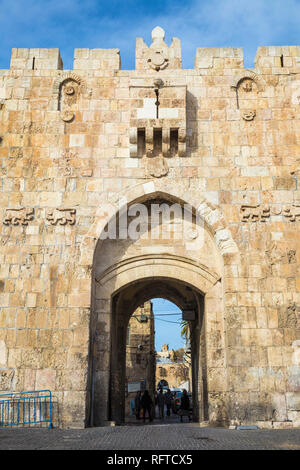 Santo Stefano porta (la Porta del Leone), la Città Vecchia, sito Patrimonio Mondiale dell'UNESCO, Gerusalemme, Israele, Medio Oriente Foto Stock