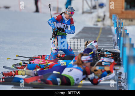 Lenzerheide, Svizzera. 26 gen, 2019. Natalia Gerbulova durante il 2019 Biathlon IBU Cup femminile 10 km inseguimento concorrenza a Lenzerheide. Credito: Rolf Simeone/Alamy Live News Foto Stock