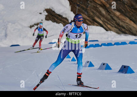 Lenzerheide, Svizzera. 26 gen, 2019. Selina Gasparin durante il 2019 Biathlon IBU Cup femminile 10 km inseguimento concorrenza a Lenzerheide. Credito: Rolf Simeone/Alamy Live News Foto Stock