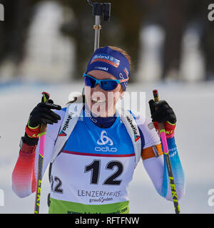 Lenzerheide, Svizzera. 26 gen, 2019. Selina Gasparin durante il 2019 Biathlon IBU Cup femminile 10 km inseguimento concorrenza a Lenzerheide. Credito: Rolf Simeone/Alamy Live News Foto Stock