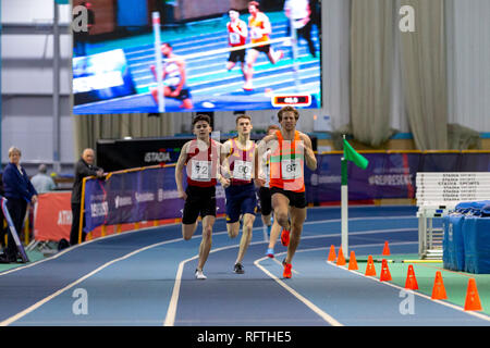 Cardiff, Galles, UK. Il 26 gennaio, 2019. Atleti al 2019 Welsh di Atletica Leggera Indoor Senior Championships tenutasi presso la National Indoor Athletics Centre a Cardiff, nel Galles. Credito: Matteo Lofthouse/Alamy Live News Foto Stock