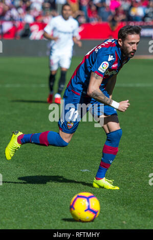 SEVILLA, 26-01-2019. Primera Division campionato spagnolo. LaLiga. Estadio Ramon Sanchez-Pizjuan. Jose Luis Morales (Levante) durante il gioco Sevilla FC - Levante UD. Foto Stock