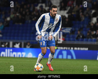 Barcellona, 24-01-2019. Il Copa el Rey 2018/ 2019, round 4 prima gamba. Espanyol-Real Betis. Borja Iglesias dell Espanyol durante il gioco Espanyol-Real Betis. Foto Stock
