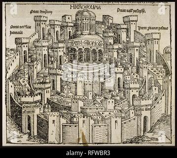 Gerusalemme (dall'Schedel la cronaca del mondo). Museo: Collezione privata. Autore: WOLGEMUT, Michael. Foto Stock