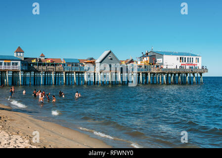 Il molo di Old Orchard Beach, Maine Foto Stock