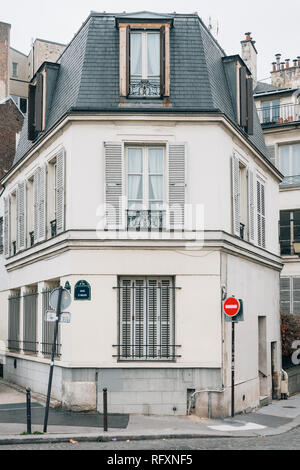 Una casa sul Quai d'Anjou, su île Saint-Louis, Parigi, Francia Foto Stock