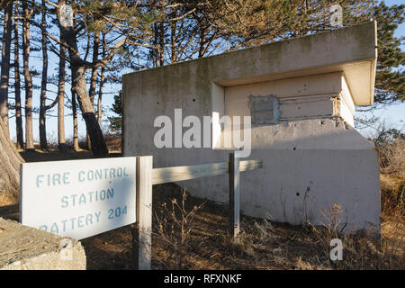 Resti di Fort Dearborn a Odiorne Point State Park in segale, New Hampshire USA. Fort Dearborn è un antico fortilizio militare. Foto Stock