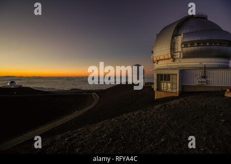 Tramonto mozzafiato in cima del Mauna Kea mountain a Big Island delle Hawaii, Foto Stock