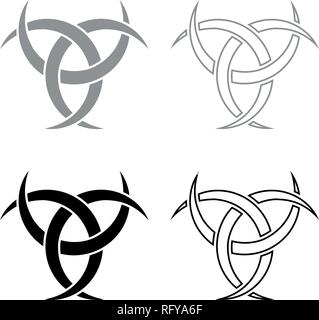 Avvisatore acustico di Odin paganesimo simbolo icon set grigio colore nero vettore I Outline stile piatto semplice immagine Illustrazione Vettoriale