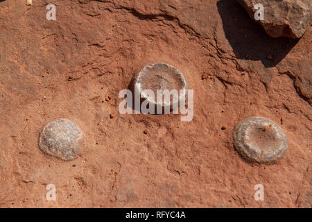 Concrezioni di ferro, Moenkopi tracce di dinosauri sito nelle vicinanze di Tuba City, Arizona, Stati Uniti. Foto Stock