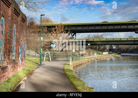 Il Viadotto Tinsley, di giunzione 34, Autostrada M1, Sheffield South Yorkshire, Regno Unito Foto Stock