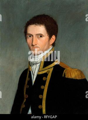 Il capitano Flinders Matthew, 1774-1814, inglese navigatore e cartografo che ha portato la prima circumnavigazione dell Australia e identificato come un continente. Ritratto di Antoine Toussaint de Chazal Foto Stock