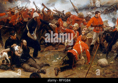 Dettaglio della battaglia di Rorke's Drift, Anglo-Zulu la guerra fu combattuta nel 1879 tra l'impero britannico e il Regno Zulu Foto Stock