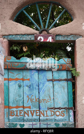 Blue cancello in legno Foto Stock