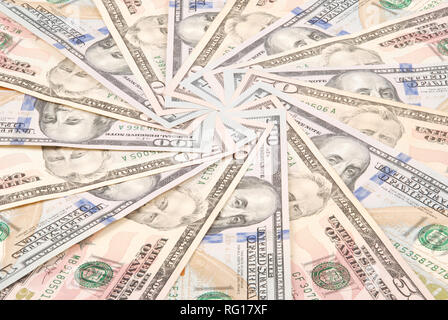 Mandala caleidoscopio dal denaro. Abstract denaro sfondo pattern raster ripetere mandala cerchio. Foto Stock