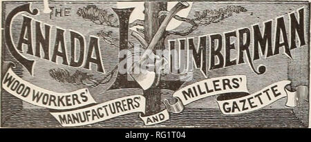 . Canadian Forest industries 1892-1893. Macchinoso; le foreste e la silvicoltura; prodotti di foresta; polpa di legno Industria; legno industrie utilizzatrici. 6 IL CJLITJLIDJL LUMBERMAN Giugno, 1893. Pubblicato il primo di ogni mese -da- ARTHUR O. MORTIMER Office. 75 Canada assicurazione sulla vita la costruzione di Toronto, Ontario TERMINI DI ABBONAMENTO: una copia di un anno in anticipo $1.00 una copia di sei mesi in anticipo 50 abbonamenti esteri, $1.50 un anno tariffe pubblicitarie arredata su applicazione J. S. Roijertson, - - - Editor. Il Canada Lumberman è pubblicato nella intercuts del commercio di legname e delle industrie affini a Foto Stock