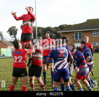 Sandown,Isle of Wight, Sabato 26 Gennaio 2019,Foto di GV da Sandown Rugby uragani giocando contro di Petersfield Rugby Club Credito: uknip/Alamy Live News Foto Stock