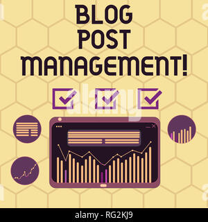Conceptual la scrittura a mano che mostra il post sul blog di gestione. Foto di business gestione del testo ed esecuzione di un breve modulo i contenuti di marketing digitale combinata di C Foto Stock