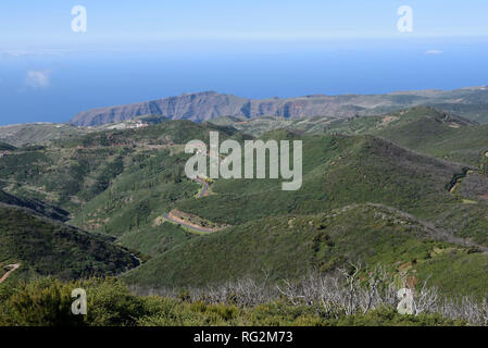 La vista dal picco di Garajonay, La Gomera, isole Canarie, Spagna Foto Stock