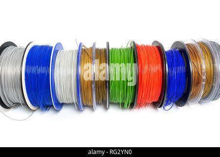 In plastica di colore PLA PETG e il filamento di ABS per la stampa su una stampante 3D Foto Stock