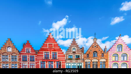 Case colorate in Bruges. Foto Stock