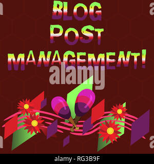 Conceptual la scrittura a mano che mostra il post sul blog di gestione. Business photo vetrina per la manipolazione e l'esecuzione di un breve modulo contenuti marketing Instrumen colorati Foto Stock