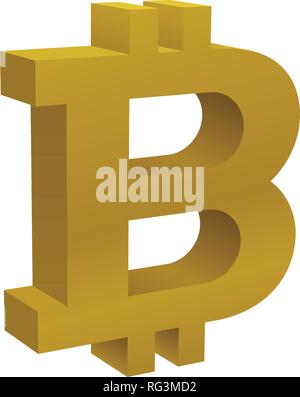 Di colore oro crypto simbolo di valuta su sfondo bianco. Icona valuta design. Illustrazione Vettoriale
