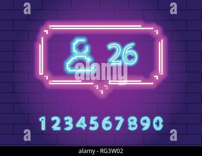 Vettore di luce al neon pink bolla con segno inseguitore Illustrazione Vettoriale