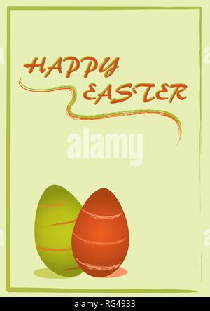 Scheda di pasqua con strisce di uova di Pasqua e il testo felice Pasqua. Eps 10 file vettoriale Illustrazione Vettoriale