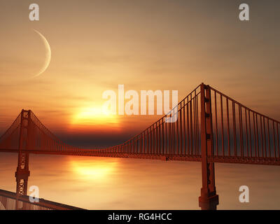 Golden Gate Bridge. Il tramonto o l'alba Foto Stock