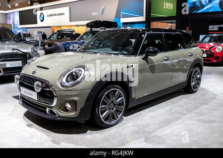 Bruxelles - Jan 18, 2019: Mini Clubman auto presentati presso la 97Bruxelles Motor Show 2019 Autosalon. Foto Stock