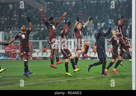 Torino, Italia. Il 27 gennaio 2019. durante il campionato di Serie A TIM partita di calcio tra Torino FC ed FC Internazionale Milano allo Stadio Grande Torino il 27 gennaio, 2019 a Torino, Italia. Credito: FABIO PETROSINO/Alamy Live News Foto Stock