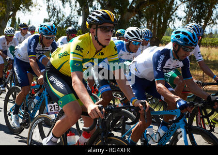 San Juan in Argentina. 27 gennaio, 2019. MENDOZA, Argentina - 27 gennaio: Luiz Morosini del Brasile team, durante theStage 1, 159,1 km. Difunta Correa della trentasettesima Vuelta a San Juan 2019 su gennaio 27, 2019 a San Juan in Argentina. Credito: Alexis Lloret/Alamy Live News Foto Stock