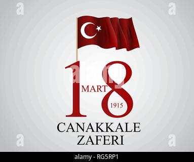 18 mart canakkale zaferi. Traduzione: 18 marzo, Canakkale la Giornata della Vittoria. Illustrazione vettoriale EPS10 Illustrazione Vettoriale