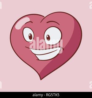 Divertente cartone animato cuore emozioni di carattere, St Valentines icone vettoriali, isolato Illustrazione Vettoriale