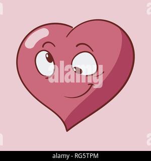 Divertente cartone animato cuore emozioni di carattere, St Valentines icone vettoriali, isolato Illustrazione Vettoriale