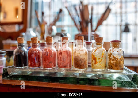 Lo studio all'interno della Casa Azul, o Casa Blu, a Città del Messico il museo dedicato a Frida Kahlo Foto Stock