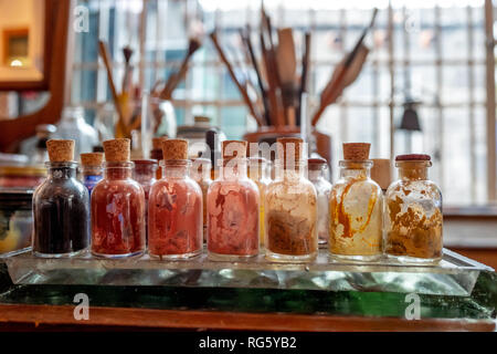 Lo studio all'interno della Casa Azul, o Casa Blu, a Città del Messico il museo dedicato a Frida Kahlo Foto Stock