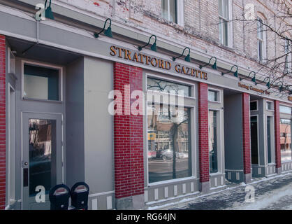 L'edificio che ospitava la sede di Stratford Gazette. In Ontario. Foto Stock