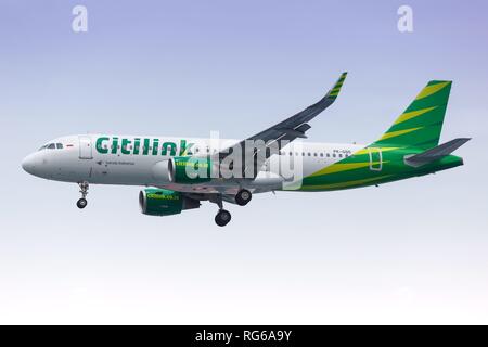 Jakarta, Indonesia - 26. Gennaio 2018: Citilink Airbus A320 a Jakarta airport (CGK) in Indonesia. | Utilizzo di tutto il mondo Foto Stock