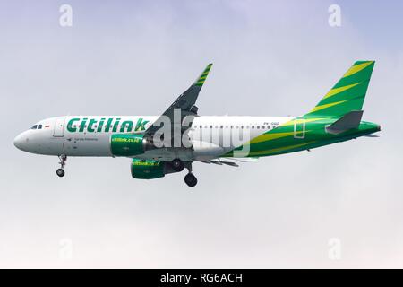 Jakarta, Indonesia - 26. Gennaio 2018: Citilink Airbus A320 a Jakarta airport (CGK) in Indonesia. | Utilizzo di tutto il mondo Foto Stock