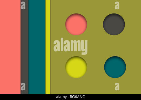Rosa, grigio, blu, giallo e marrone con pattern carta effetto di taglio Foto Stock