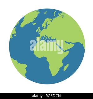 Il pianeta terra icona a forma di globo blu e verde illustrazione vettoriale EPS10 Illustrazione Vettoriale
