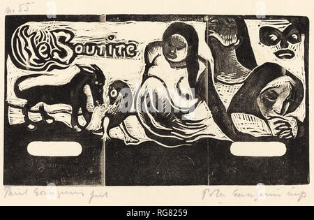 Titolo pagina per 'Le Sourire' (Titre du Sourire). Data: nel o dopo il 1895. Medium: xilografia stampati in nero e grigio da Pola Gauguin nel 1921. Museo: National Gallery of Art di Washington DC. Autore: Paul Gauguin. Foto Stock